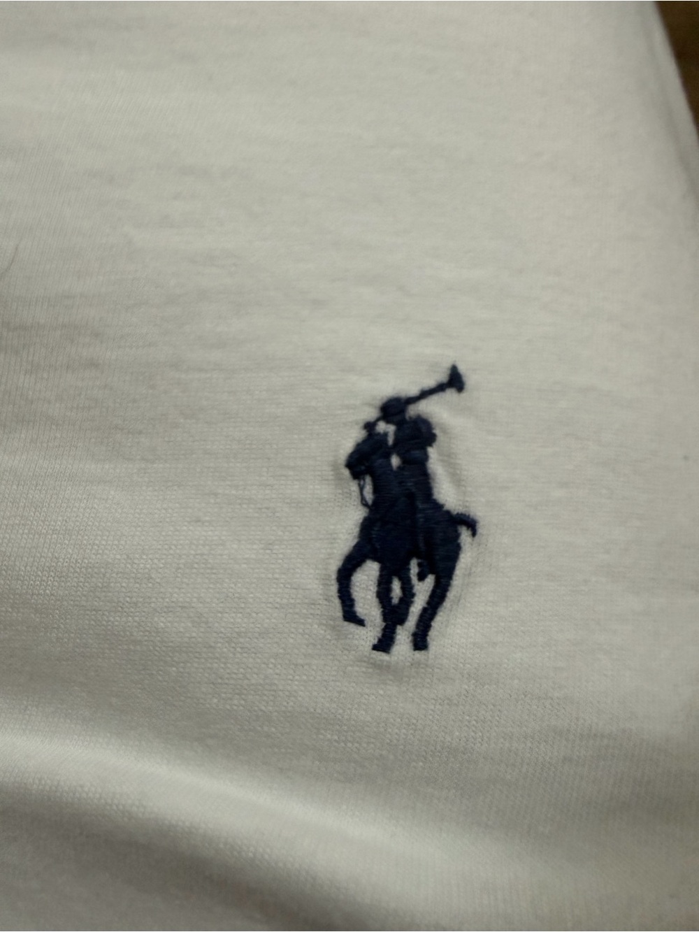 Polo Ralph Lauren Classic Cotton Tee Shirt White with Navy Polo Logo Men’s XL - Picture 6 of 7
